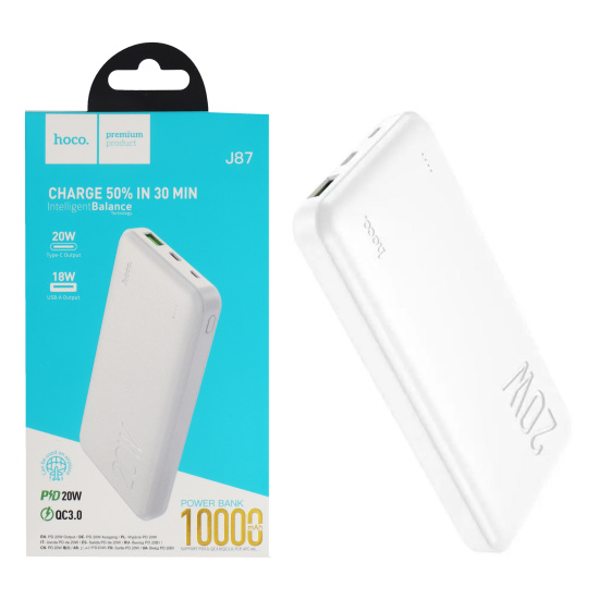 Power Bank 10000 mAh HOCO J87 20W белый