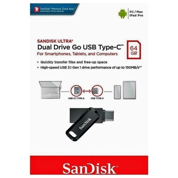 SANDISK IXPAND USB/TYPE-C  64GB 300mb/s